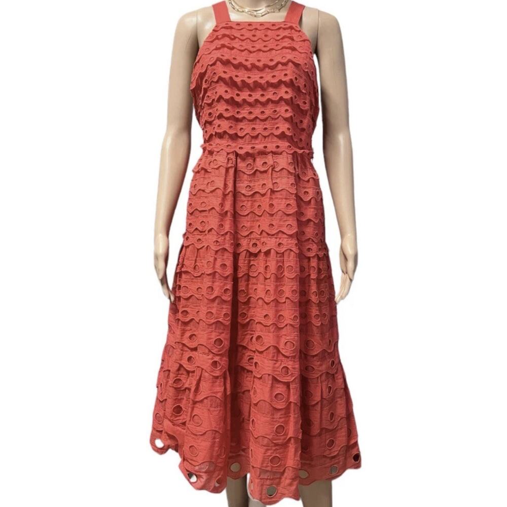 Anthropologie Maeve Eyelet Halter Midi Dress Size 6 - Picture 2 of 6